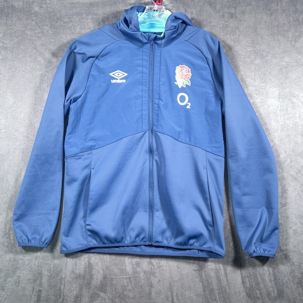 Umbro England Rugby Full Zip Long Sleeved Hoodie Training Top Mens L Blue